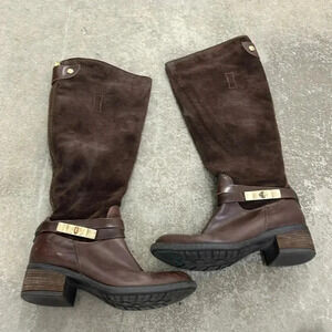 Locale suede leather brown riding  boots‎